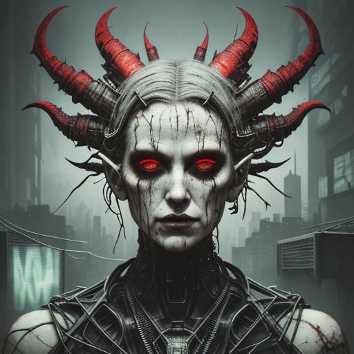 Analog Horror: Demonic Glitch in Cyberpunk Cityscape