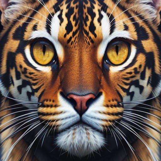 Hyperrealistic Close-Up Portrait of a Tiger
