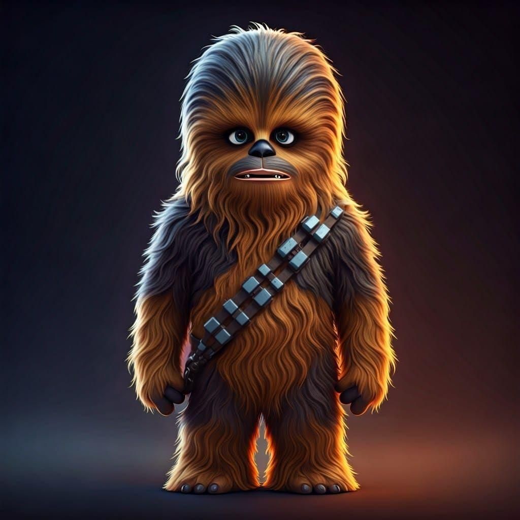 Mini Chewbacca 3D Digital Art in Pixar Style