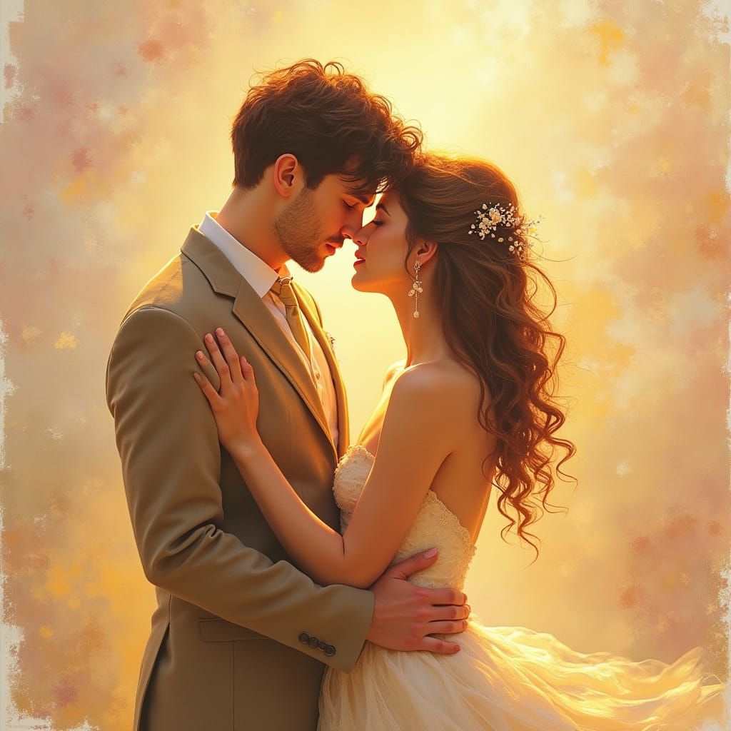Tender Moment of Love in Impressionist Hues