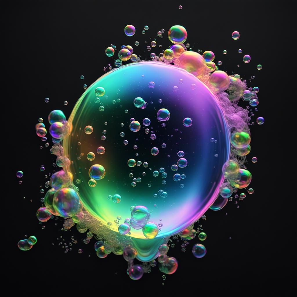 Iridescent Soap Bubbles in Rainbow Pastel Colors