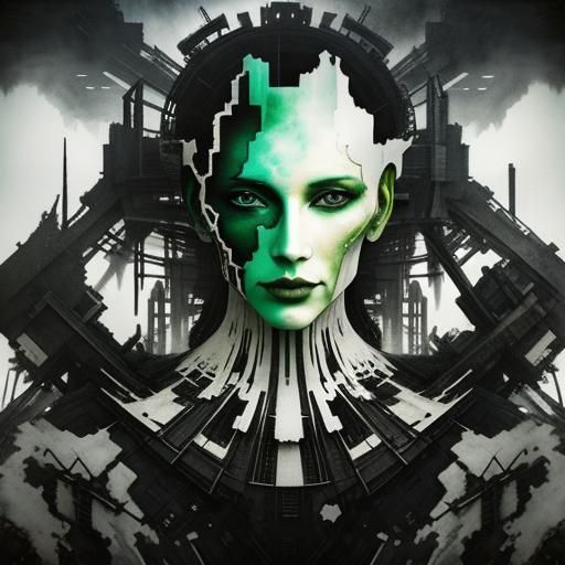 Abstract Dystopian Cityscape in Double Exposure Photography