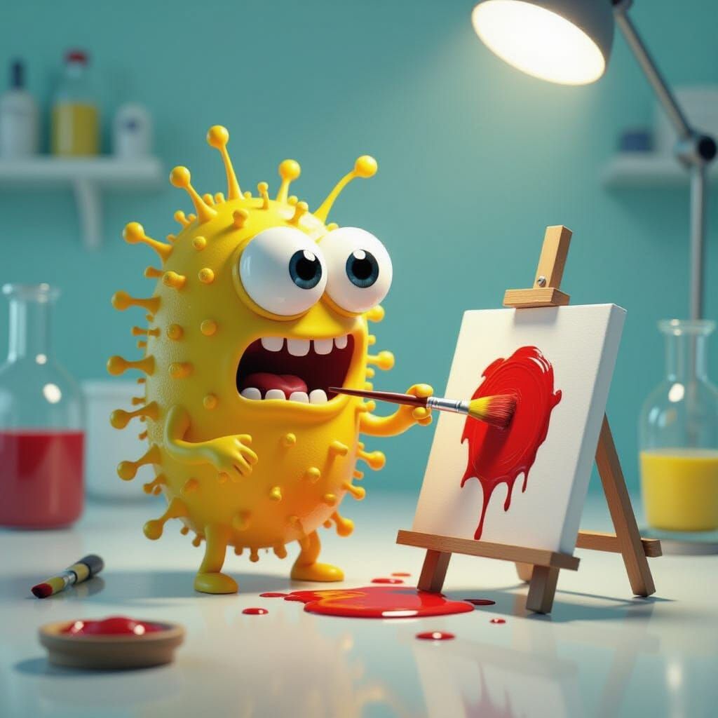 Goofy Bacterium Paints with Red Paint in Lab