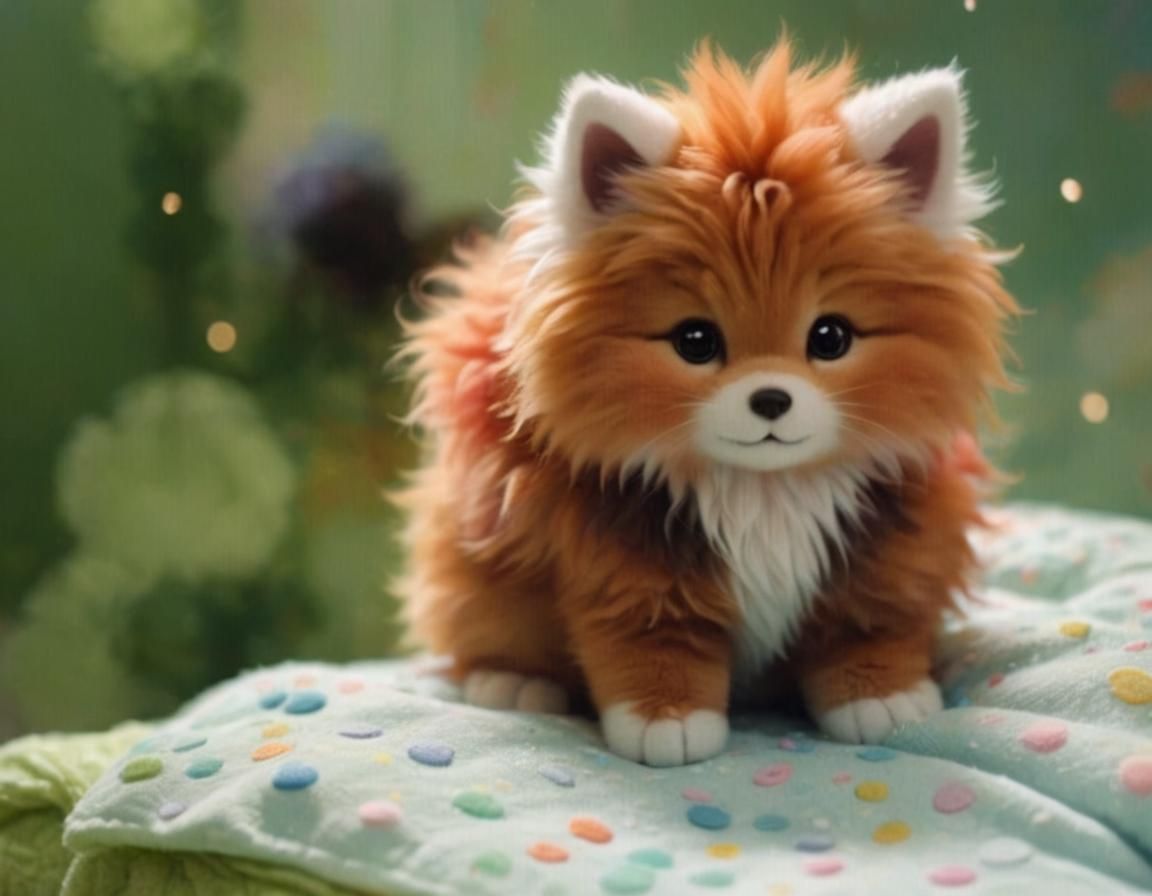 Smiling Cartoon Character in Kawaii Pastel Room