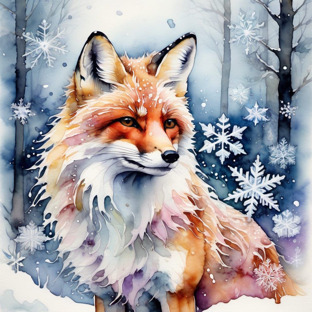 Fox on a snowy day
