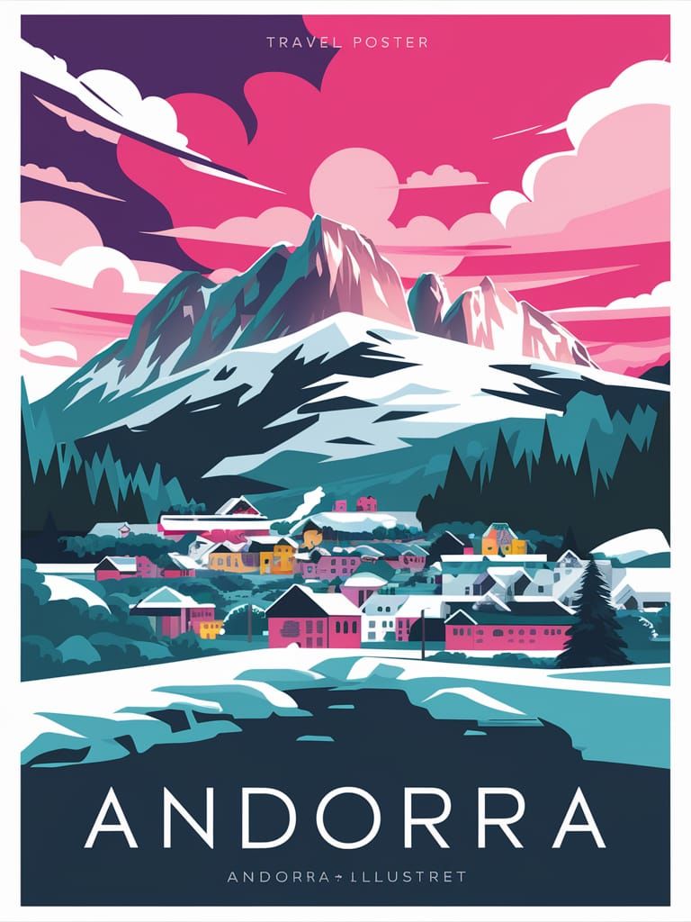 Andorra Travel Poster: Modern Digital Illustration