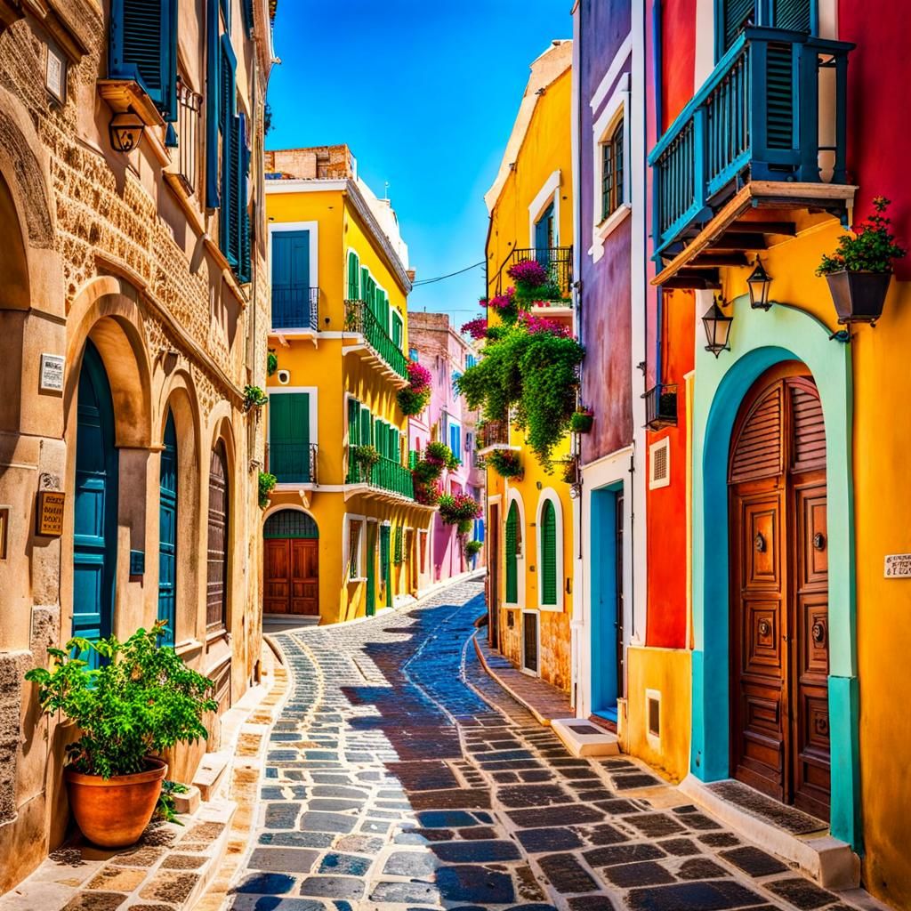 Dreamy Chania Old Port Town in Retro Style