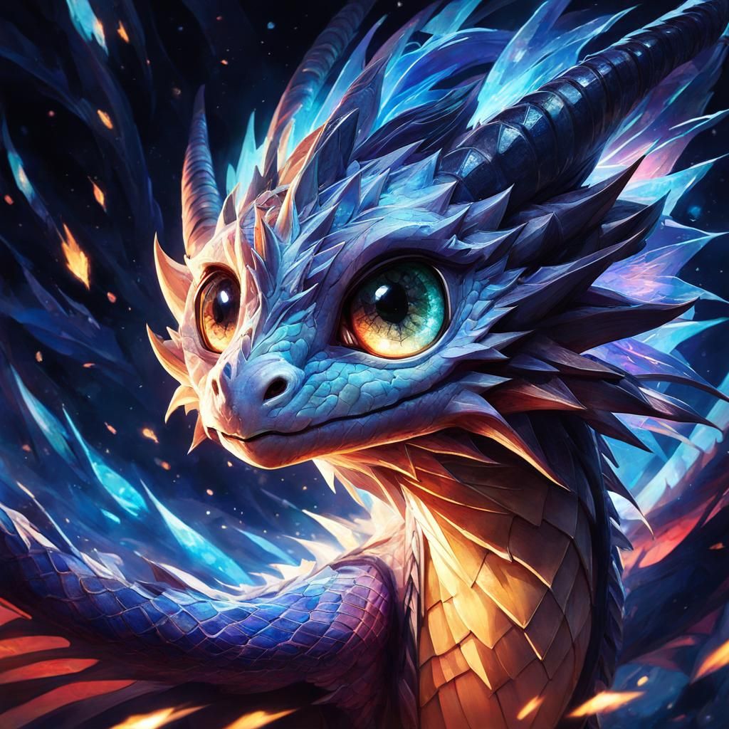 Luminescent Dragon Portrait in Anime Style