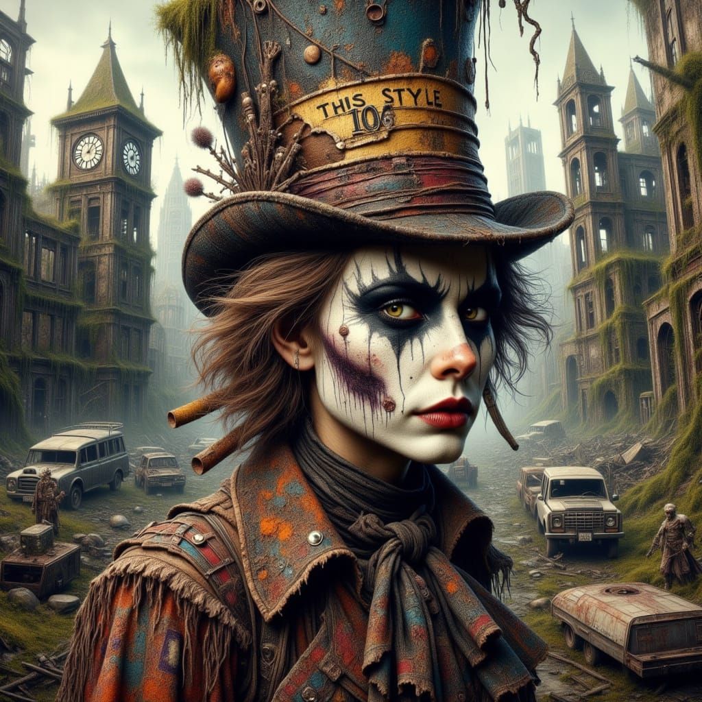 Mad Hatter in Post-Apocalyptic Ruins