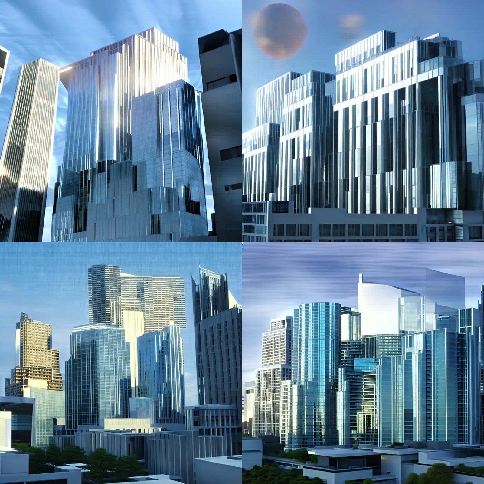 Senate Houses in Business District with Volumetric Lighting