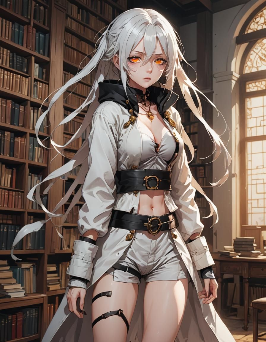 Anime Woman in Straitjacket with Black Veins