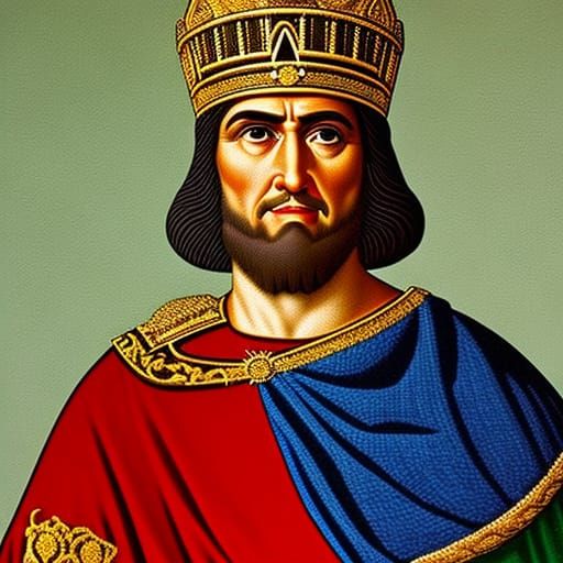 Byzantine Emperor Justinian I: Mosaic Art Portrait