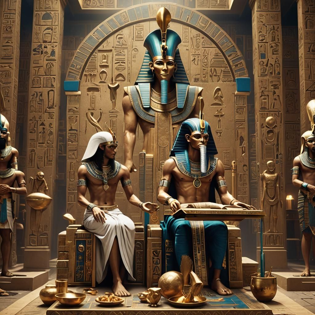 Egyptian Book of the Dead Scene: Thoth and Osiris