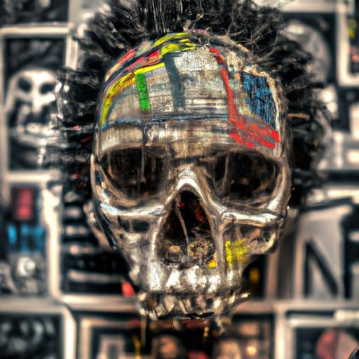 Skull in Basquiat Street Art Style