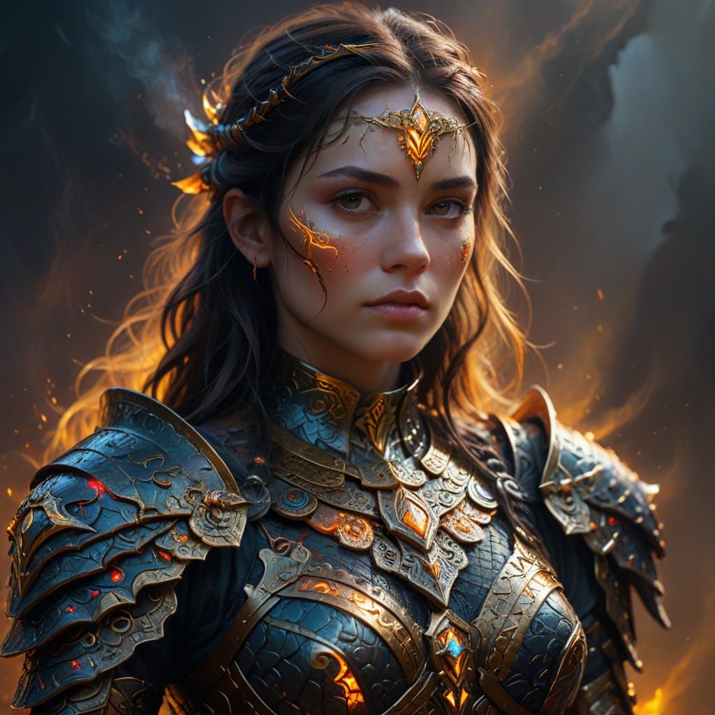 A Warrior of Mystic Light in Vivid Oil