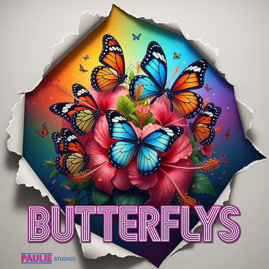 BUTTERFLYS Movie Poster: 1980s Neon Lomography