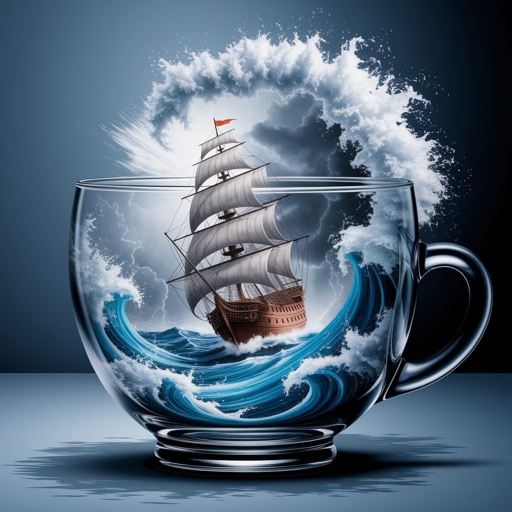 Storm in a Glass with Gothic Ship