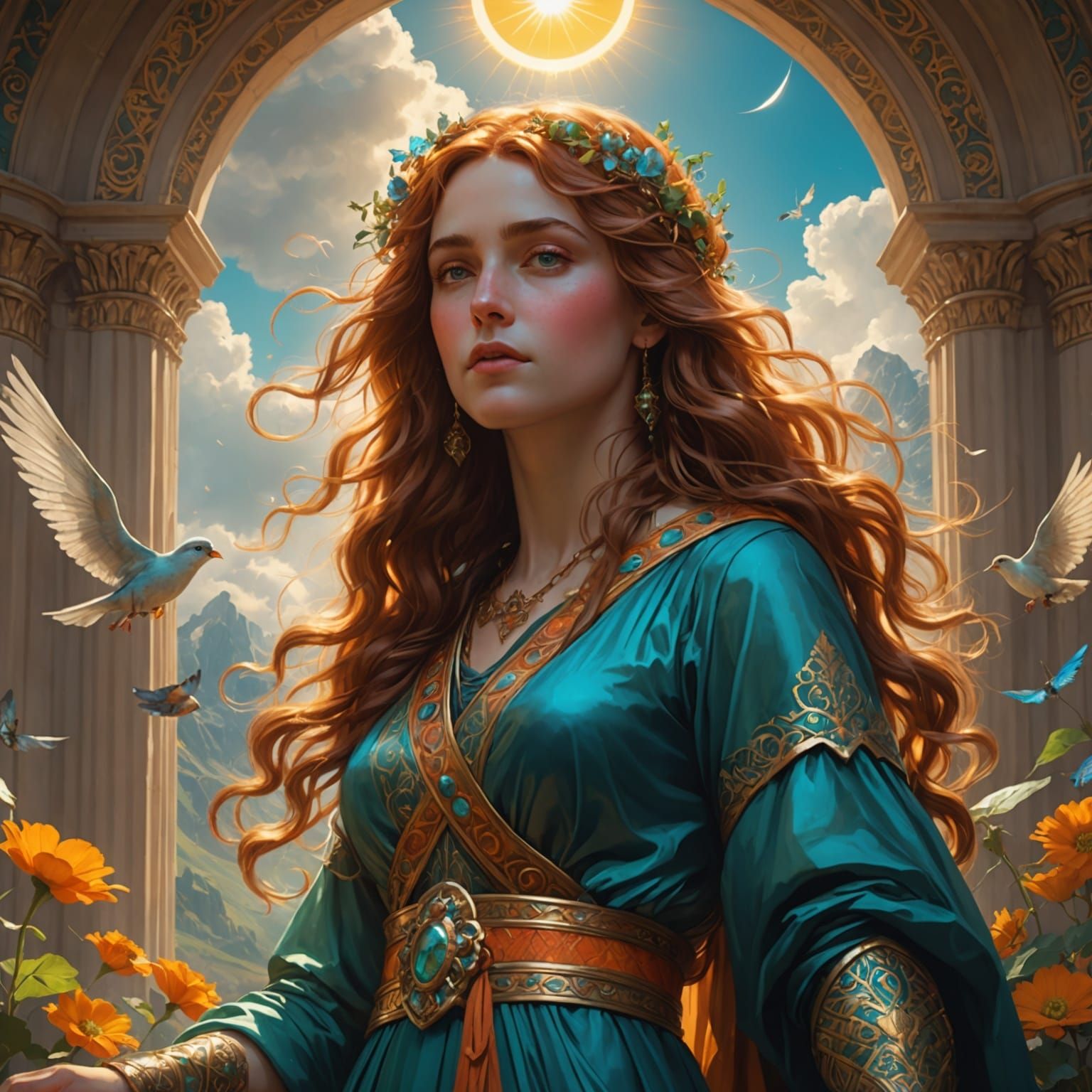 Dreamy Pre-Raphaelite Vision in Divine Light