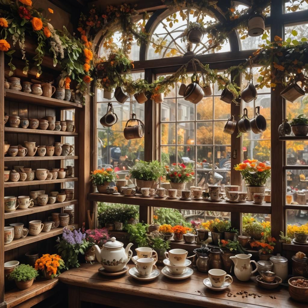 Rustic Tea & Coffee Shop Interior Photograph