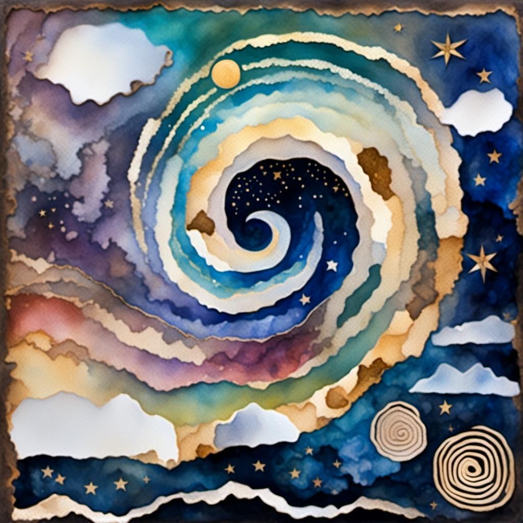 Spiral Jetty Land Art in Utah: Vintage Watercolor