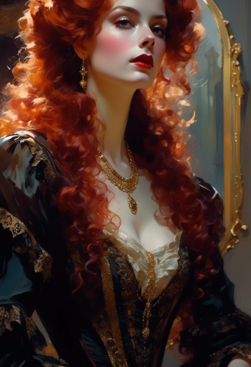 Victorian Vampire Mina Harker in Vignette Style