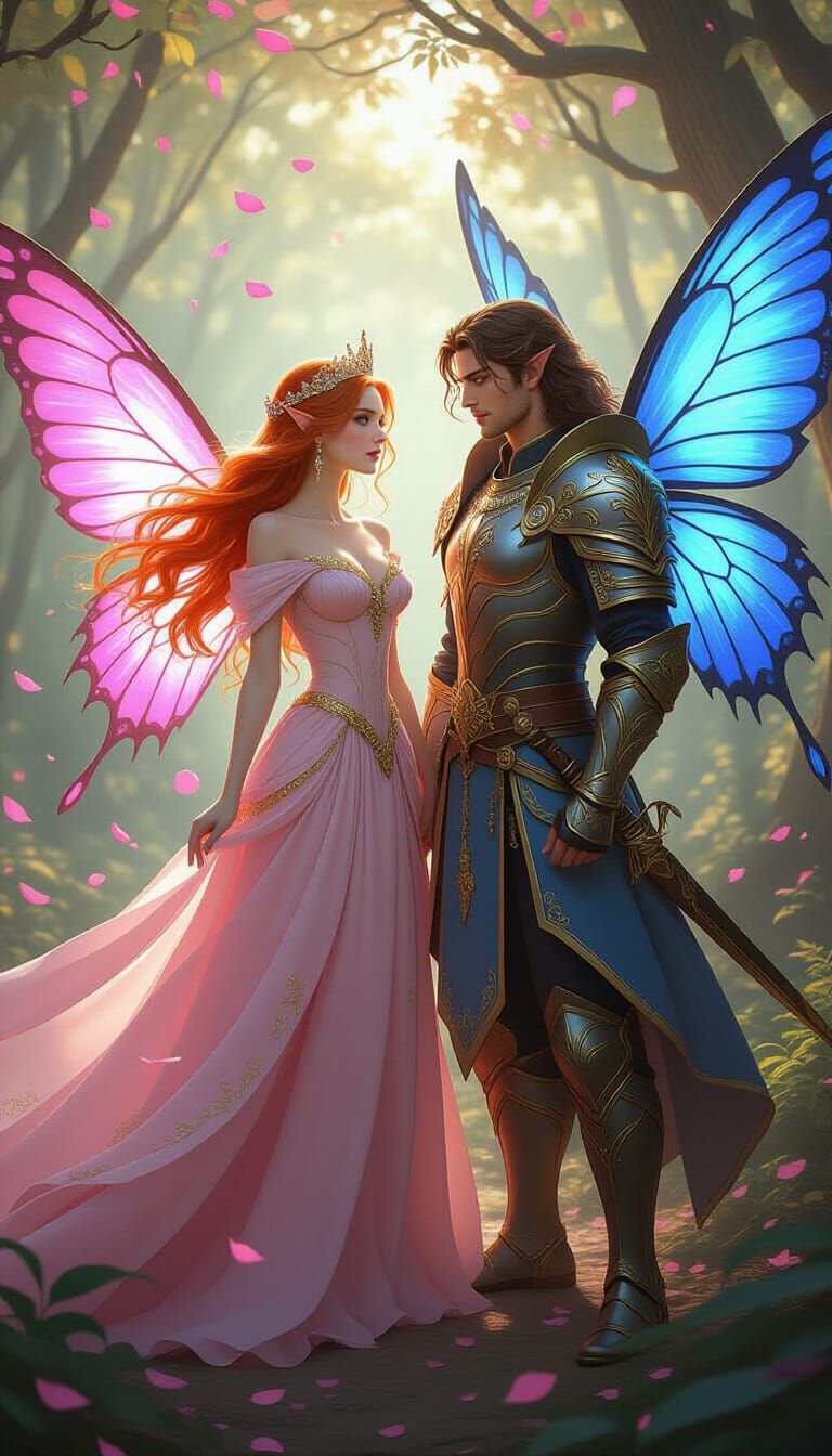 Fairy Princess & Warrior in Enchanted Forest