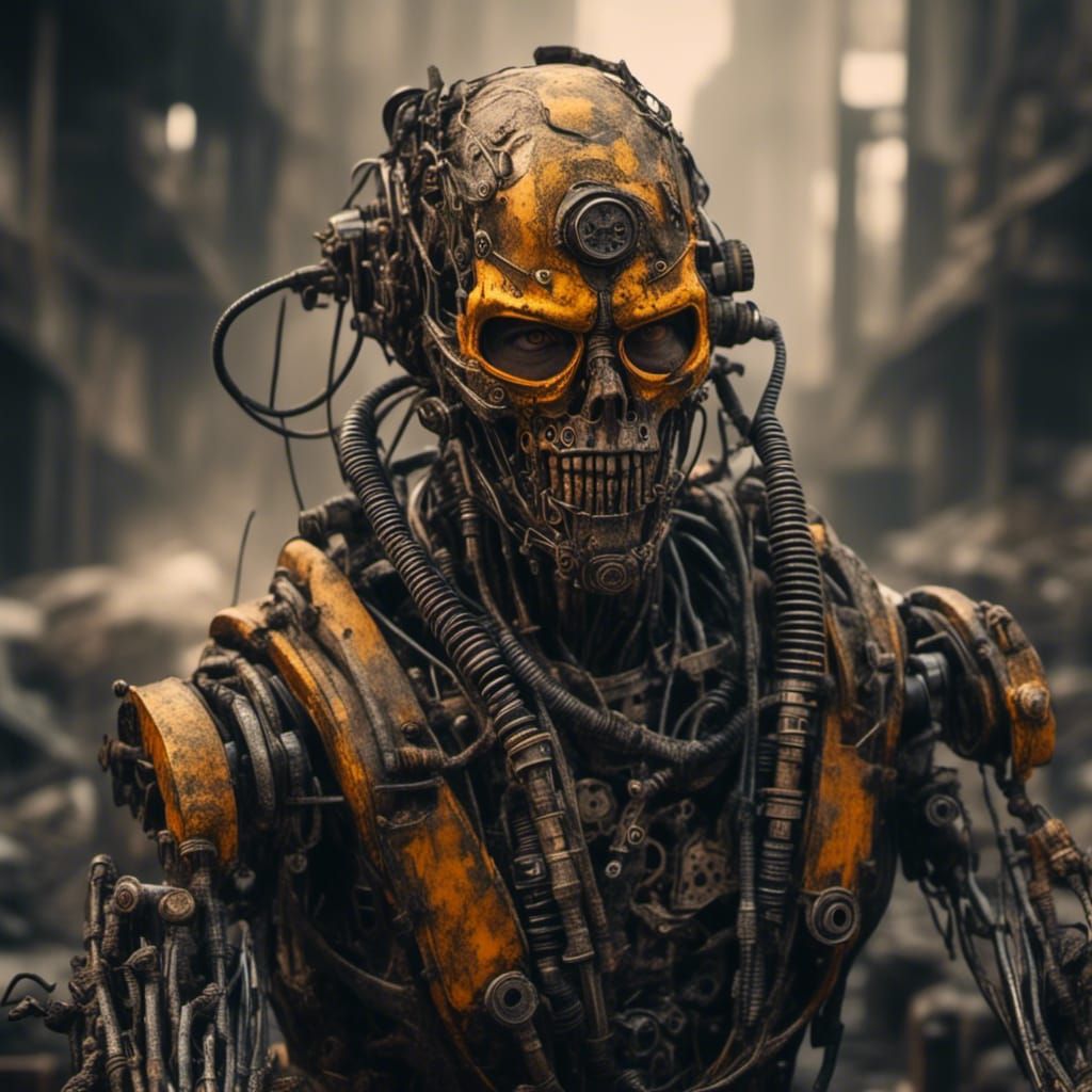 Cyberpunk Mutant Warrior in Post-Apocalyptic Wasteland