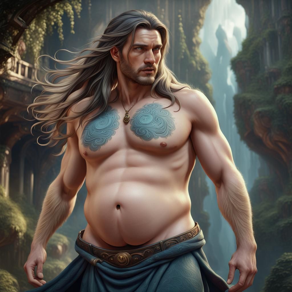 Handsome Pregnant Man: Detailed Fantasy Concept Art
