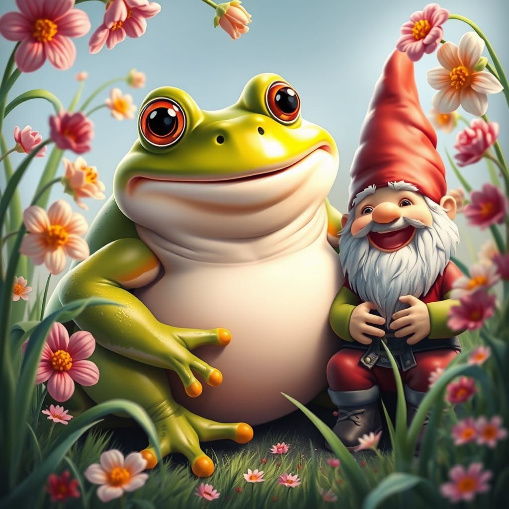Whimsical Bullfrog Friends in a Colorful Candyland