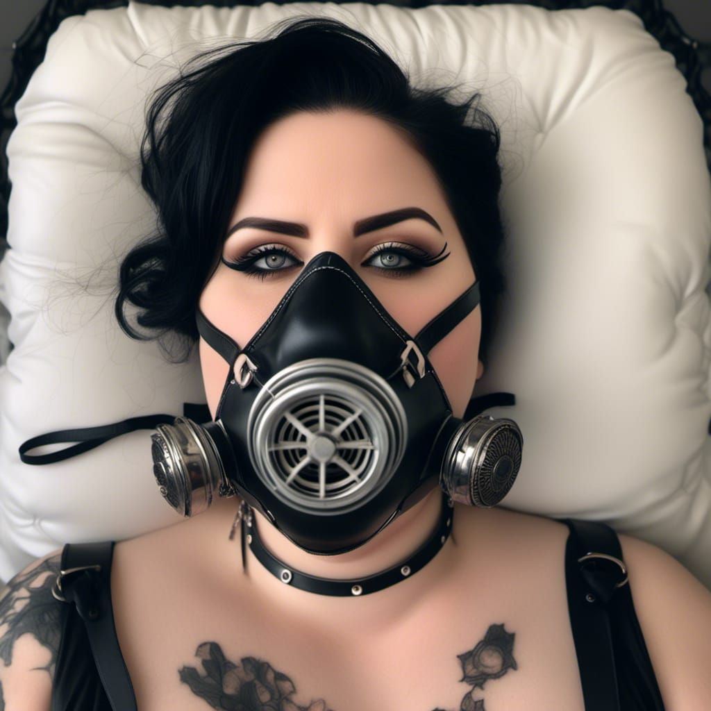 Gothic Cyberpunk Woman with Respirator