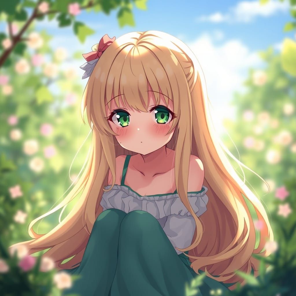 Anime Girl in Ghibli Style with Blonde Hair