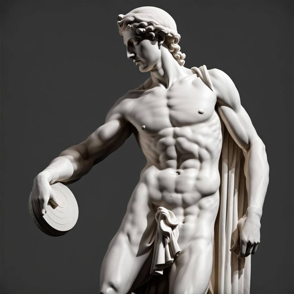 White Marble Statue of Hermes in Greek Style