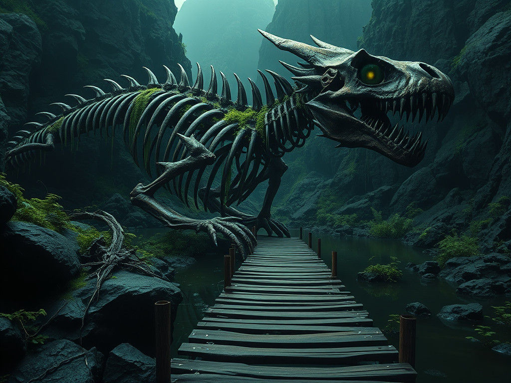 Ancient Dragon Skeleton Dominates Primordial Landscape
