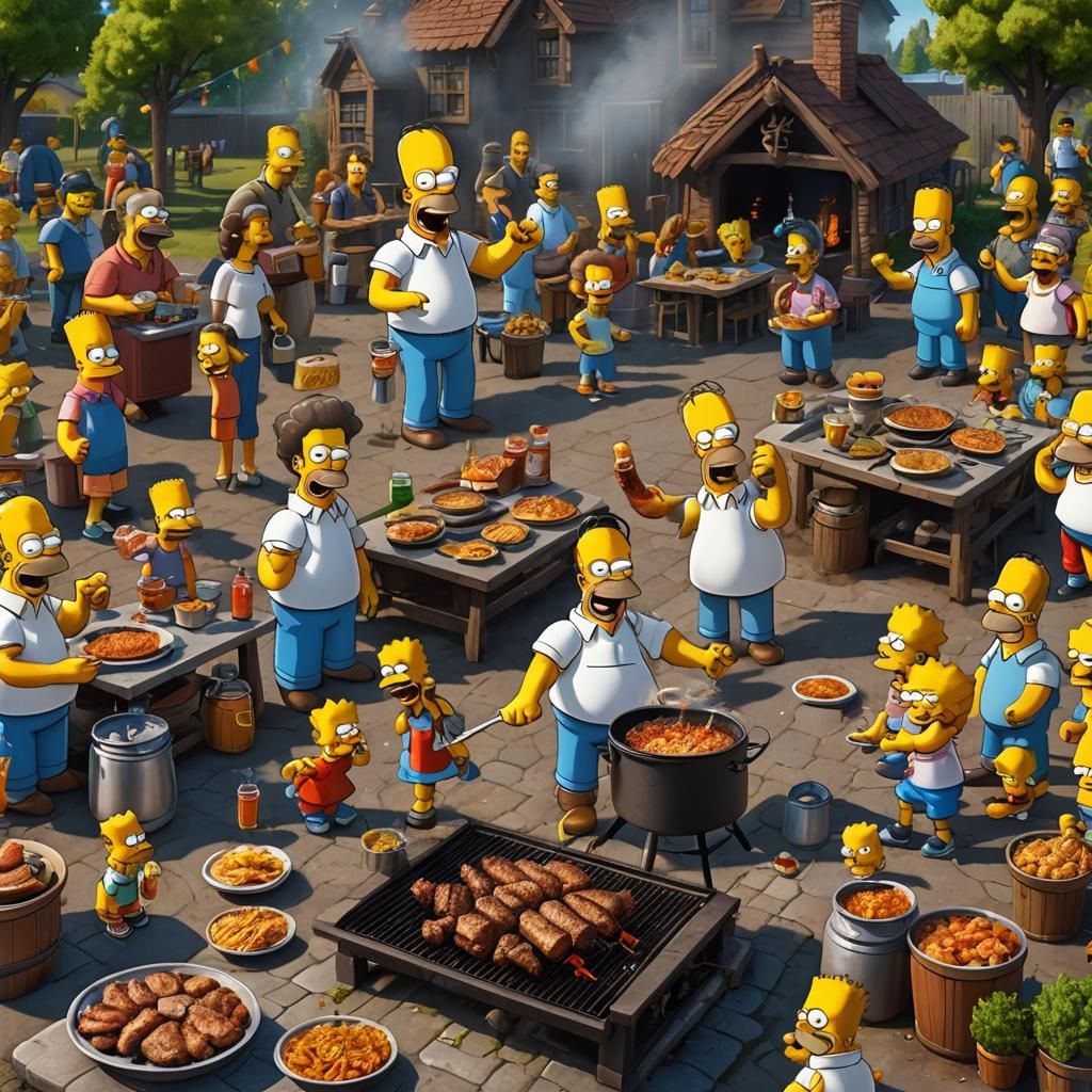 Disturbing Simpsons BBQ: Lisa Roast in Photorealistic Style