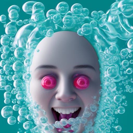 Person Covered in Toothpaste Foam: Cosmic Illustration