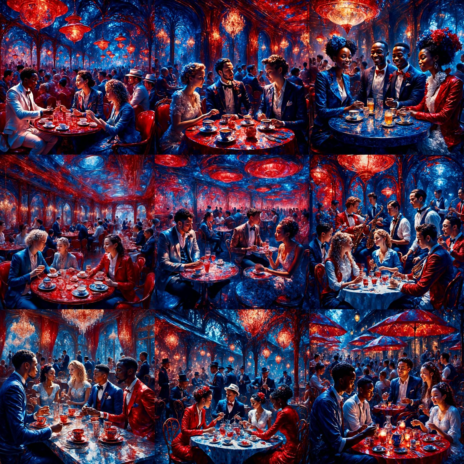 Lively Jazz Club in Red, White, and Blue