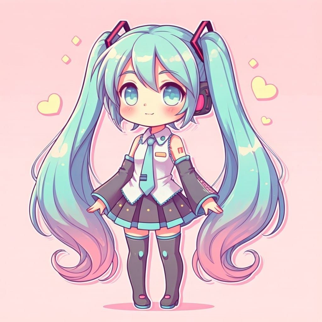 Chibi Hatsune Miku in Pop Surrealist Style
