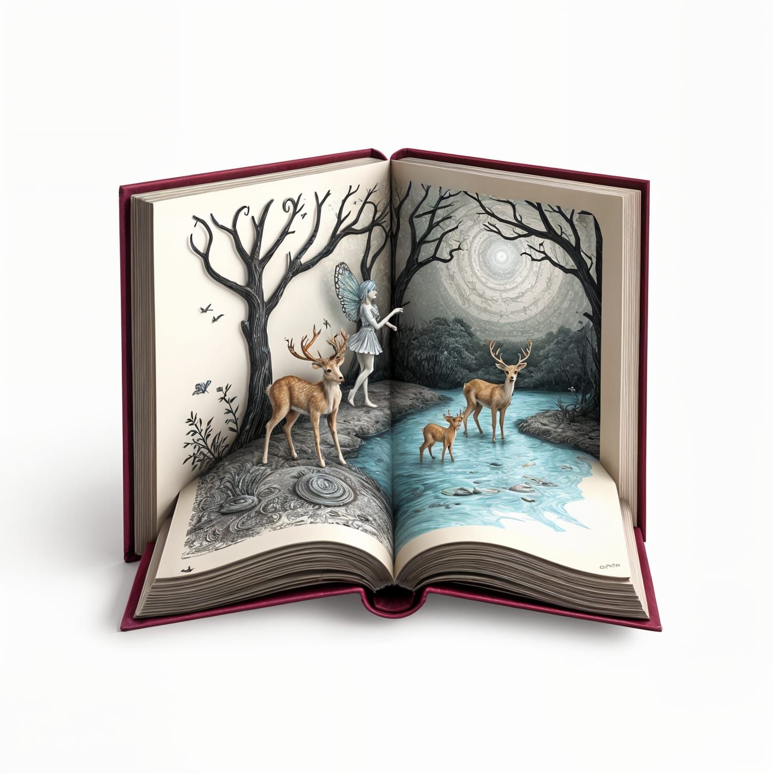 Whimsical Enchanted Library in Abstract 3D Style