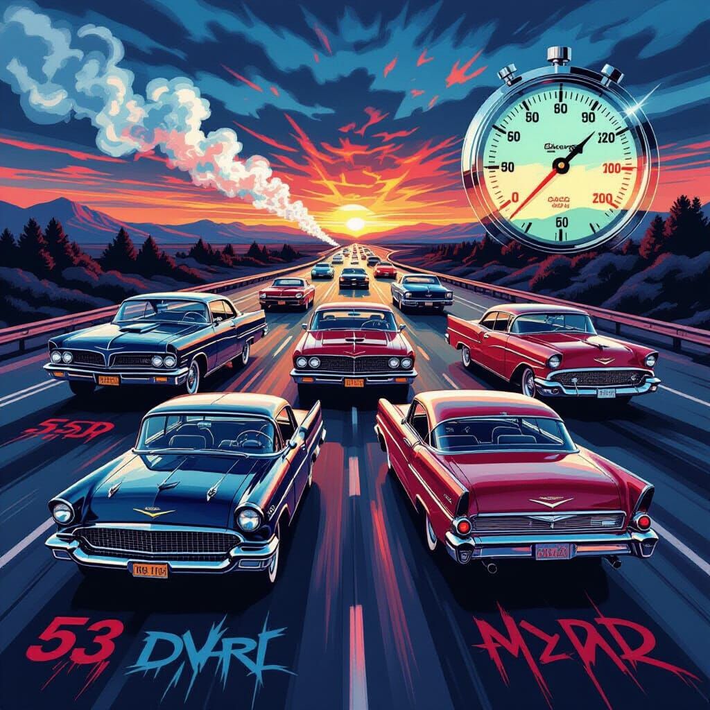 Muscle Car Icons in Pop Art Drag Race