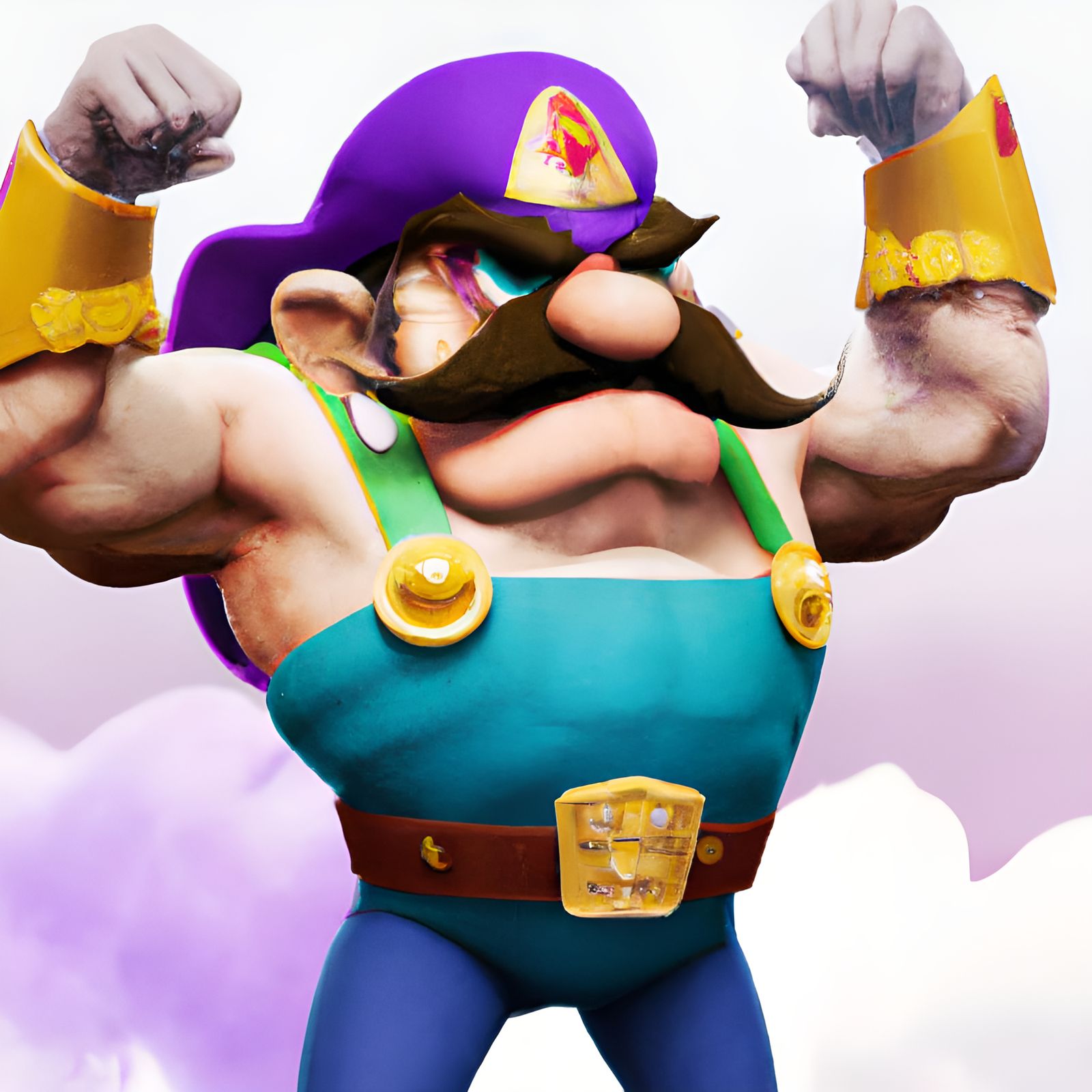 Angry Wario Digital Illustration in Pixar Style