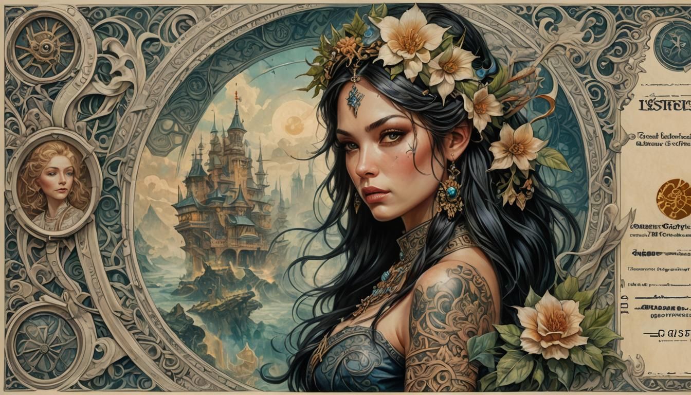 Fantasy Banknote Design in Oil Painting Style