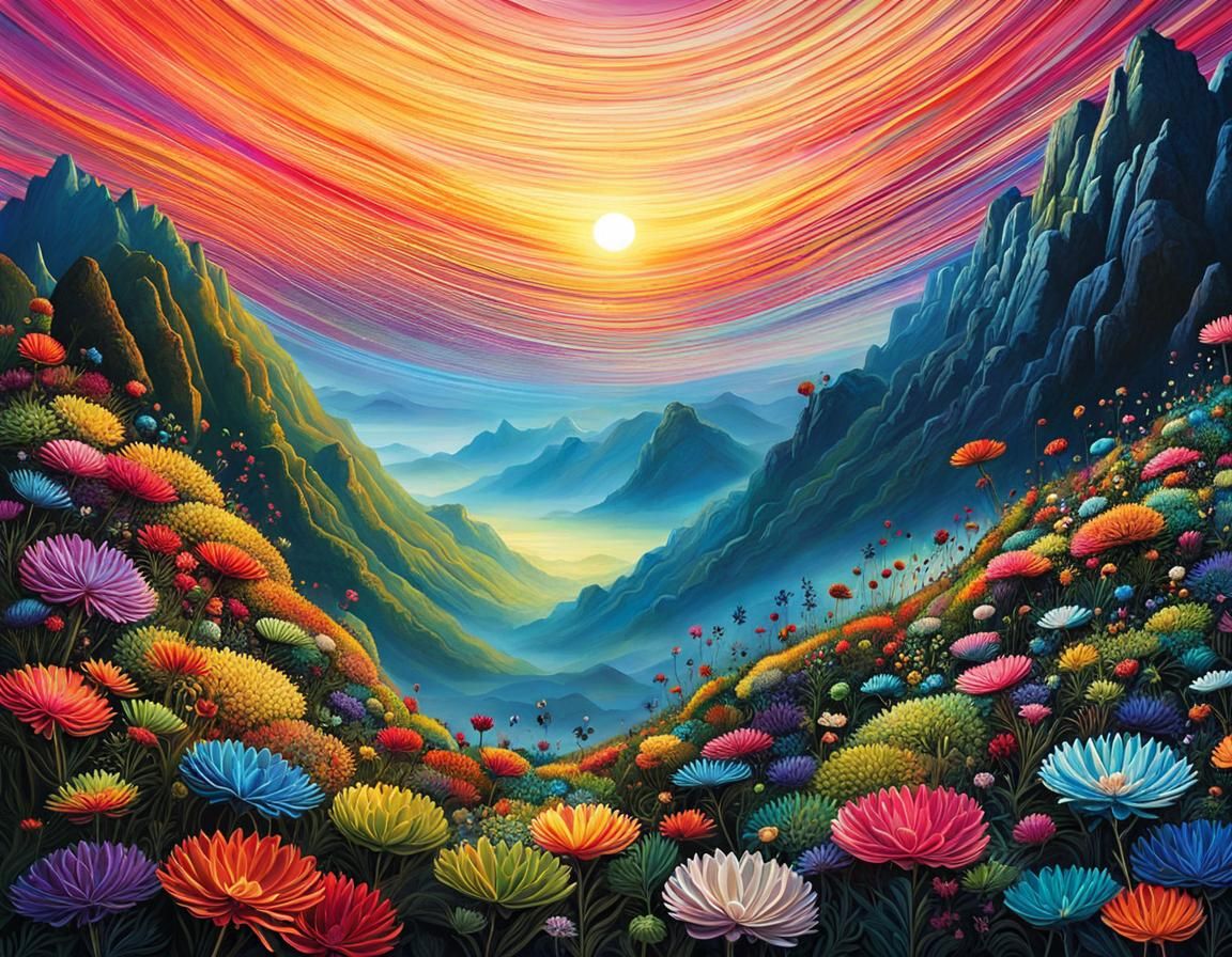 Surreal Fantasy Landscape in Multicoloured Fragmented Art