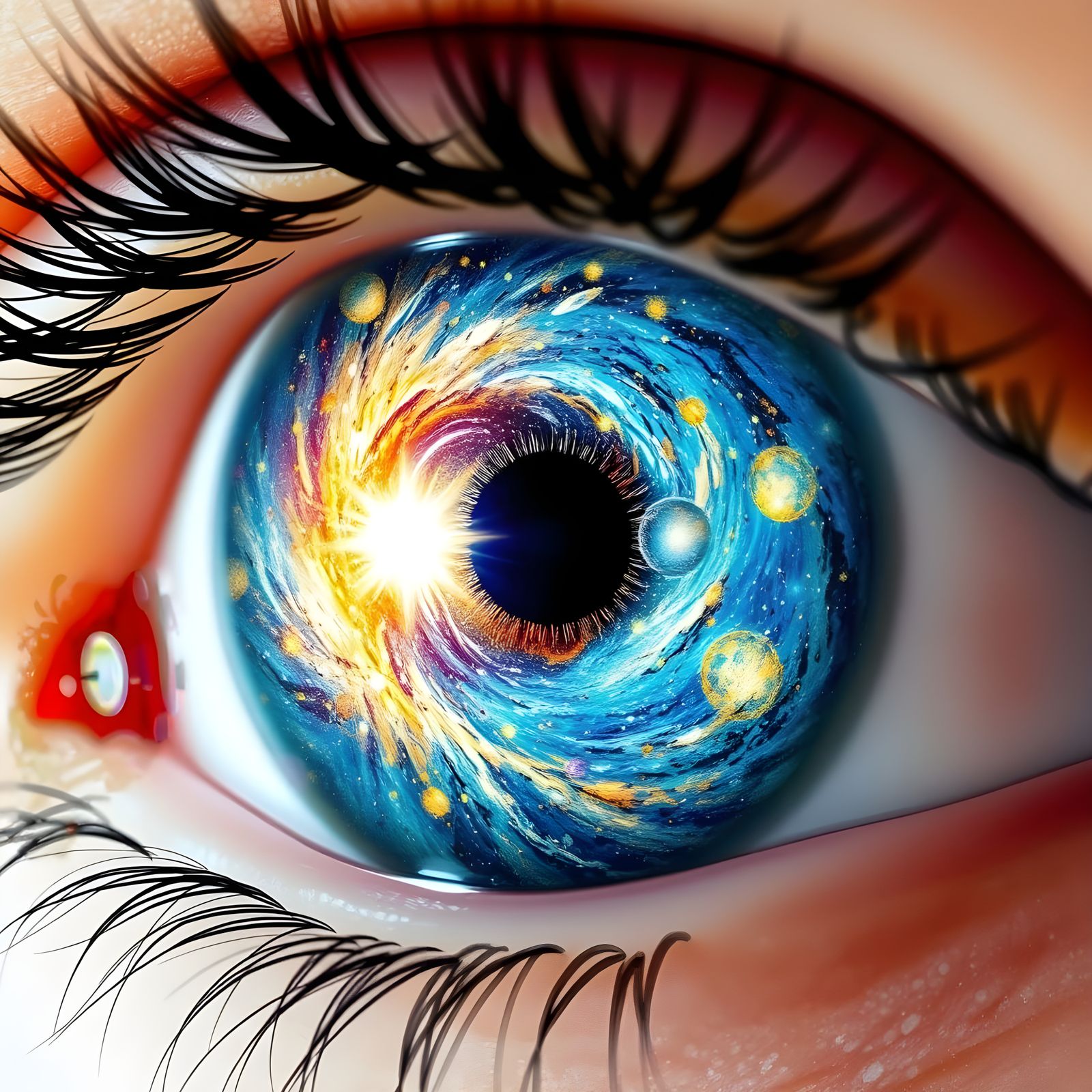 Enchanted Cosmic Eye with Vibrant Galaxy Iris