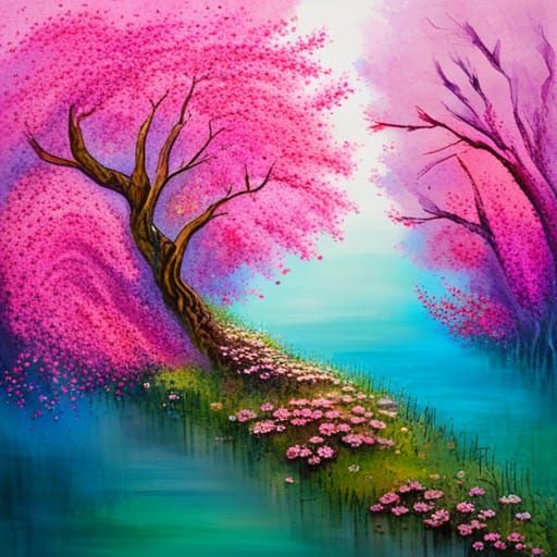 Intricate Origami Cherry Blossom Flowers Close-Up