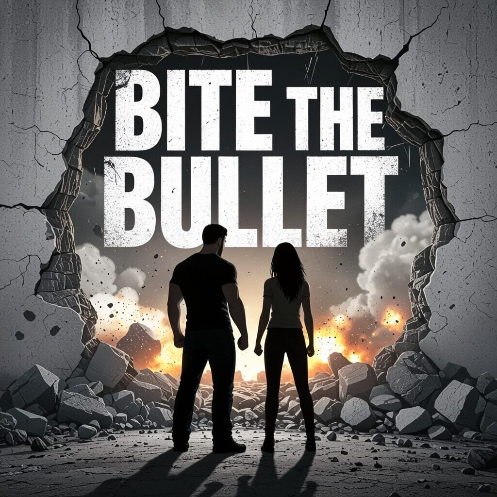 Gritty Grunge Wall Breach with Silhouetted Figures