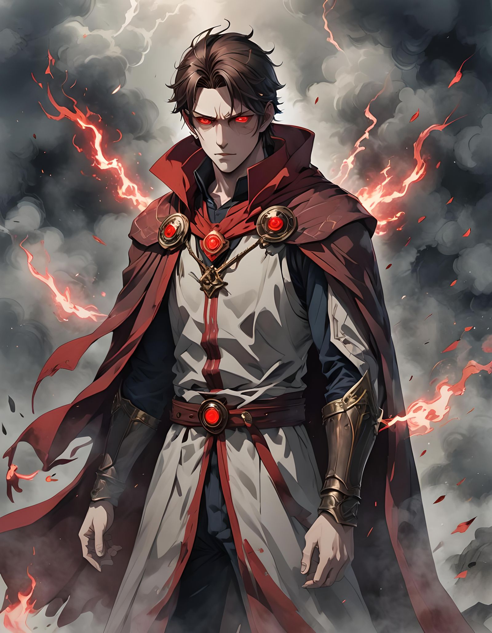 Anime Style Elf Prince with Red Eyes