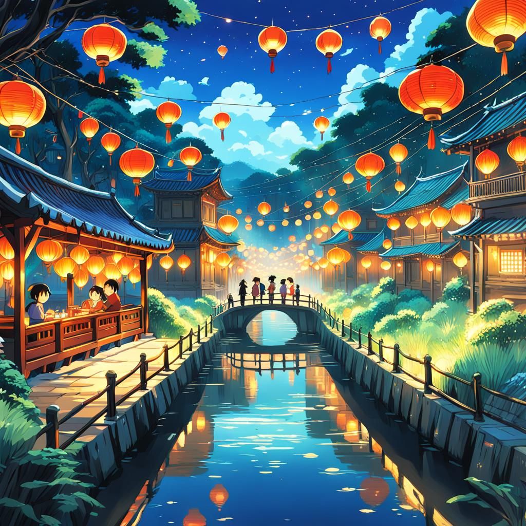 Vietnam Lantern Festival in Anime Style