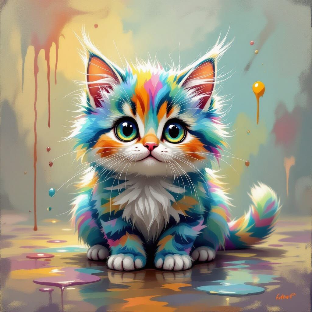 Surreal Cat-Caterpillar Hybrid in a Dreamlike Style