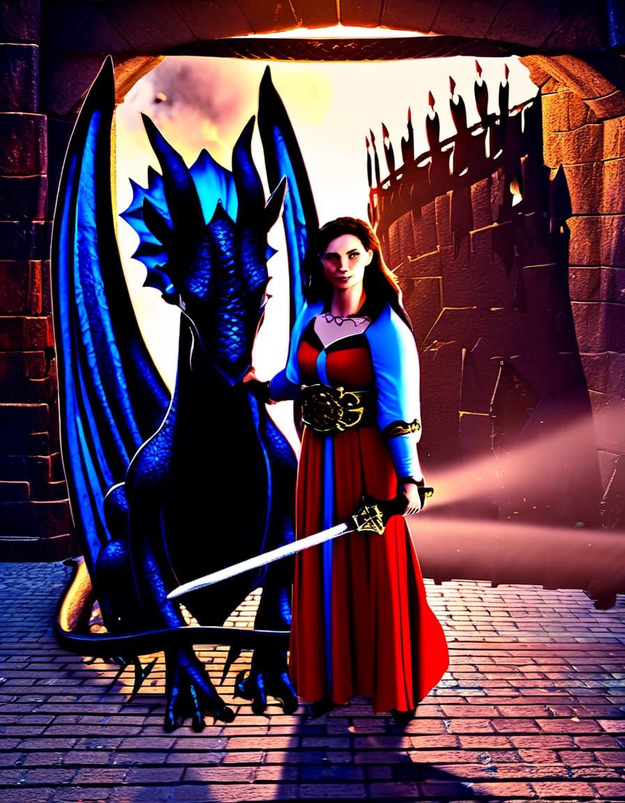 Medieval Vampire and Dragon Fantasy Art