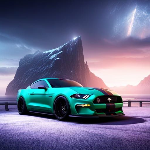 Detailed Matte Painting of a Mustang Car